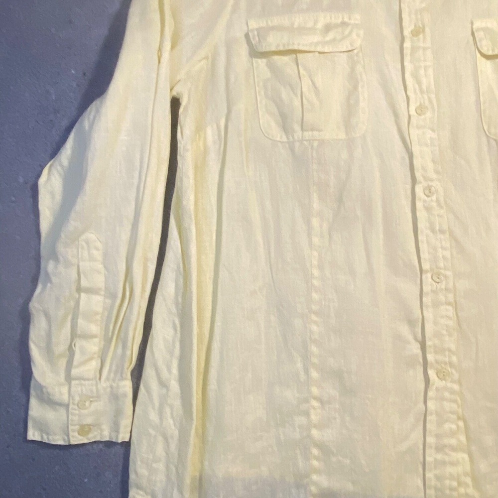 GRACE ELEMENTS women's  100% LINEN YELLOW Button‎ Down LONG SLEEVE 1X - Picture 6 of 9